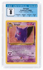 1999 POKÉMON FOSSIL SET GENGAR 20/62 NON-HOLO UNLIMITED CGC 8 NM/MINT.