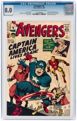 AVENGERS #4 MARCH 1964 CGC 8.0 VF (FIRST SILVER AGE CAPTAIN AMERICA).