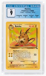 1999 POKÉMON FOSSIL SET RAICHU 29/62 NON-HOLO UNLIMITED CGC 9 MINT.