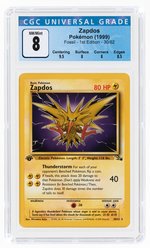 1999 POKÉMON FOSSIL SET ZAPDOS 30/62 NON-HOLO 1ST EDITION CGC 8 NM/MINT.