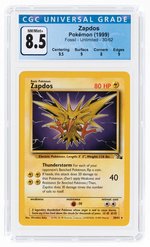 1999 POKÉMON FOSSIL SET ZAPDOS 30/62 NON-HOLO UNLIMITED CGC 8.5 NM/MINT+.