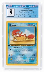 1999 POKÉMON FOSSIL SET KRABBY 51/62 1ST EDITION CGC 9 MINT.