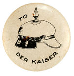 AUSTRALIAN RARE REBUS BUTTON "TO (HELMET) DER KAISER."