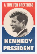 KENNEDY "A TIME FOR GREATNESS" CLASSIC 1960 CAMPAIGN POSTER.