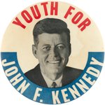 RARE "YOUTH FOR JOHN F. KENNEDY" 1960 CAMPAIGN PORTRAIT BUTTON.