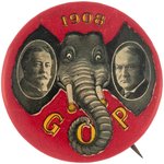 TAFT & SHERMAN "1908 GOP" ELEPHANT EARS JUGATE BUTTON HAKE #7.