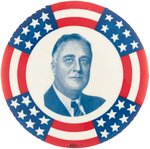 BOLD & PATRIOTIC 3.5" ROOSEVELT PORTRAIT BUTTON UNLISTED IN HAKE.