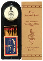 “FIRST NATIONAL BANK YORK PA” MATCHBOX WALL HOLDER.