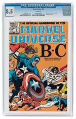 OFFICIAL HANDBOOK OF THE MARVEL UNIVERSE #2 FEBRUARY 1983 CGC 8.5 VF+.