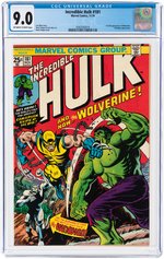 INCREDIBLE HULK #181 NOVEMBER 1974 CGC 9.0 VF/NM (FIRST WOLVERINE).