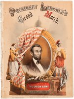 "PRESIDENT LINCOLN'S GRAND MARCH" FULL COLOR 1864 SHEET MUSIC.