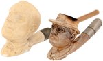 ROOSEVELT & WILSON PAIR OF FIGURAL BUST PIPES.
