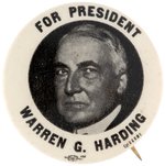 "FOR PRESIDENT WARREN G. HARDING" REAL PHOTO BUTTON.