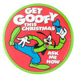 MACY'S CLERK PROMO GOOFY DOLL CHRISTMAS BUTTON.