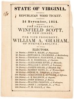 SCOTT & GRAHAM "STATE OF VIRGINIA" RARE 1852 WHIG PARTY BALLOT.