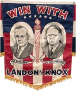 "WIN WITH LANDON AND KNOX" OUTSTANDING 1936 JUGATE BANNER.