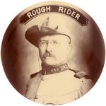 ROOSEVELT "ROUGH RIDER" LARGE VARIETY SEPIA TONED REAL PHOTO BUTTON HAKE #60.
