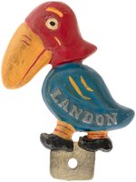 "LANDON" RARE KANSAS JAYHAWK LICENSE PLATE ATTACHMENT.