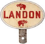 "LANDON" ELEPHANT MOTIF OVAL REFLECTOR LICENSE PLATE ATTACHMENT.