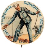 BROTHERHOOD OF LOCOMOTIVE FIREMEN 1900 UNION CONVENTION BUTTON RELATED TO EUGENE V. DEBS.