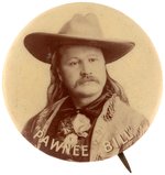 "PAWNEE BILL" WILD WEST SHOWMAN C. 1900 SEPIA TONED REAL PHOTO BUTTON.