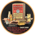 "SWANS DOWN CAKE FLOUR" GRAPHIC AND LARGE ADVERTISING MIRROR C. 1920.