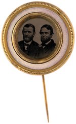 GRANT & COLFAX CONJOINED JUGATE FERROTYPE IN COLOR ACCENTED BRASS FRAME.