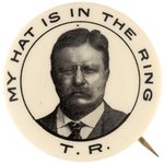 ROOSEVELT "MY HAT IS IN THE RING" 1912 PROGRESSIVE PARTY BUTTON HAKE #124.