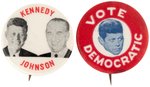 KENNEDY & JOHNSON JUGATE AND "VOTE DEMOCRATIC" BUTTON PAIR.