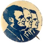 LINCOLN, IKE AND NIXON RARE CARTOON PORTRAIT BUTTON.