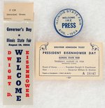 EISENHOWER 1954 ILLINOIS STATE FAIR ARCHIVE INCLUDING BUTTON, RIBBON, SIGNS AND MORE.