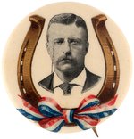 ROOSEVELT 1904 GOOD LUCK HORSESHOE PORTRAIT BUTTON UNLISTED IN HAKE.