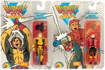 BIONIC SIX ACTION FIGURE CARDED LOT OF FOUR BENNETT FAMILY MEMBERS.