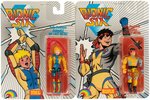 BIONIC SIX ACTION FIGURE CARDED LOT OF FOUR BENNETT FAMILY MEMBERS.