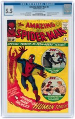 AMAZING SPIDER-MAN #8 JANUARY 1964 CGC 5.5 FINE- (FIRST LIVING BRAIN).