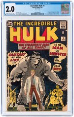 INCREDIBLE HULK #1 MAY 1962 CGC 2.0 GOOD (FIRST INCREDIBLE HULK).