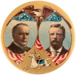 McKINLEY & ROOSEVELT LARGEST SIZE ROUGH RIDER JUGATE BUTTON.