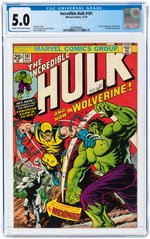 INCREDIBLE HULK #181 NOVEMBER 1974 CGC 5.0 VG/FINE (FIRST WOLVERINE).