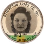 REMINGTON ARMS CO. WORLD WAR II ERA FEMALE WORKERS PAIR OF I.D. BADGES FROM MISSOURI PLANT C. 1942.