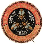 SUPERB COLOR C. 1905 BUTTON FOR DENVER'S FRISBEE'S ALFALFA CLOVER HONEY.