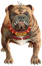 AVERY "TEETH TALK" RARE FIERCE BULLDOG CELLULOID DIE-CUT FLIP FROM FARM MACHINERY MAKER.