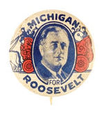 CLASSIC BANDWAGON LITHO "MICHIGAN FOR ROOSEVELT" HAKE #124.