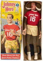 JOHNNY HERO FIGURE UNUSED IN BOX W/TWO SPORTS OUTFITS.