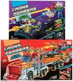 TRANSFORMERS ACTION MASTERS LOT OF TWO BOXED VEHICLES AND FIVE CARDED FIGURES.