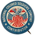 "NATIONAL COLORED SOLDIERS COMFORT CONTRIBUTOR" BOOKER T. WASHINGTON CIVIL RIGHTS BUTTON.