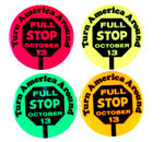 "FULL STOP" IN FOUR DAYGLO COLORS.