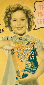 “SHIRLEY TEMPLE THIS IS MY CEREAL” QUAKER PUFFED RICE LARGE STORE SIGN.