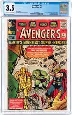 AVENGERS #1 SEPTEMBER 1963 CGC 3.5 VG- (FIRST AVENGERS).