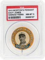 1910 MORTON'S PENNANT DAVY JONES W/BREAD TIGERS BUTTON PSA NM-MT 8.