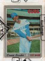 1970 TOPPS BASEBALL SERIES 6 UNOPENED RACK PACK WITH ERNIE BANKS (HOF) BBCE CERTIFIED.